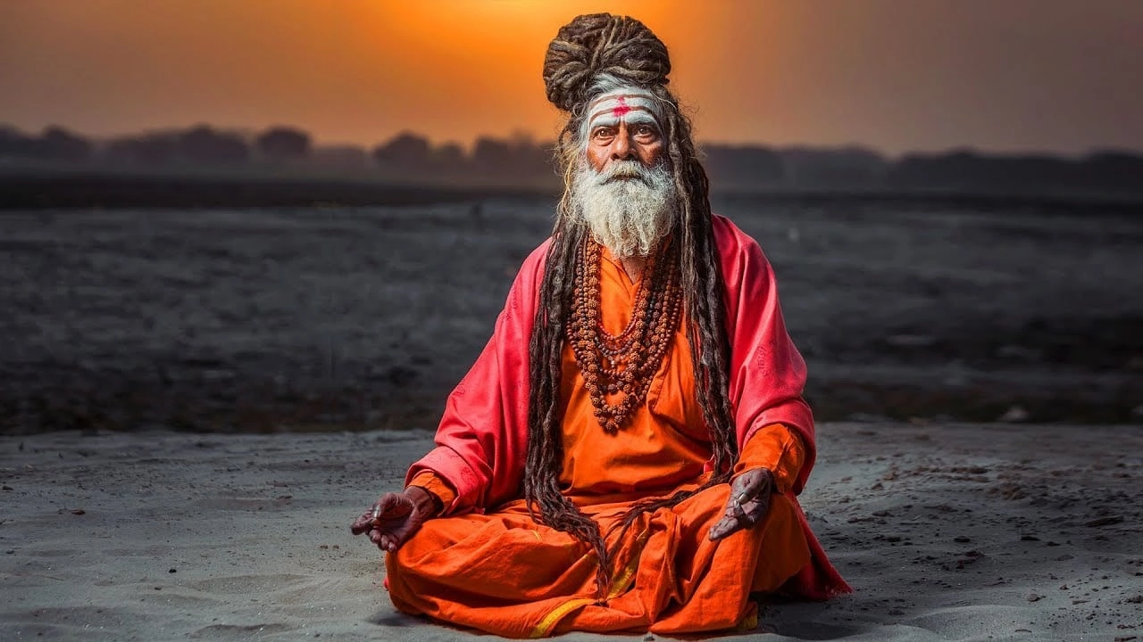 Indian yogi in deep meditation