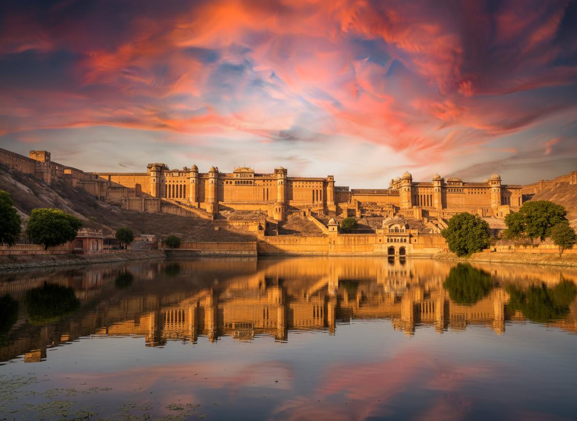 Amber Fort at sunset representing India's premium heritage journeys